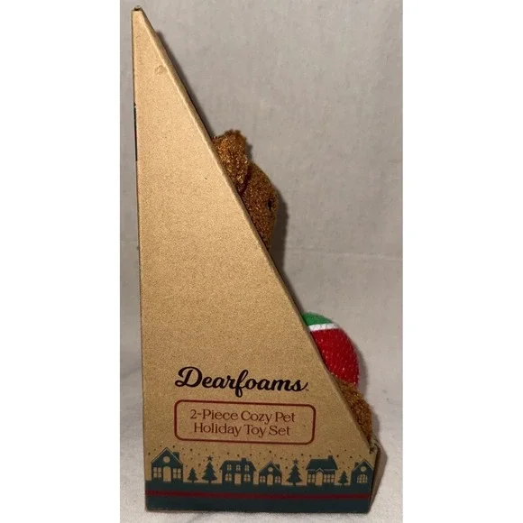 Dearfoams Cozy Pet Holiday Toy Set Plush Squeaky Dog Toy Ball NIB - Picture 9 of 9